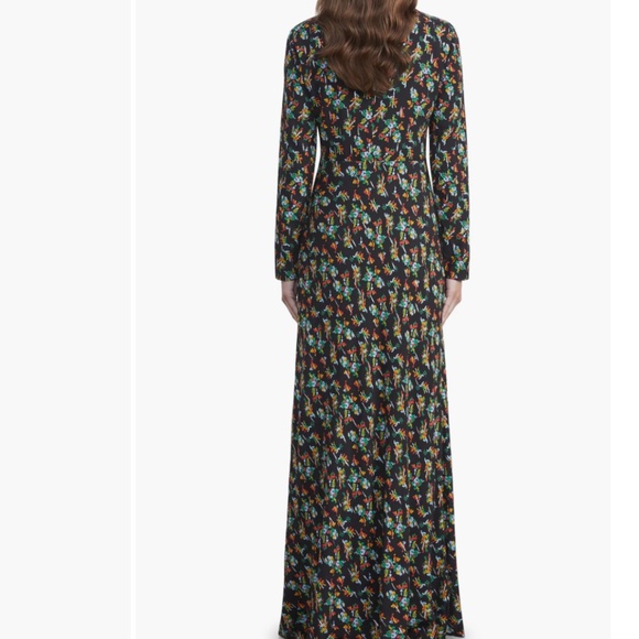 NWT $1998 Lafayette 148 New York Floral Twist Neck Long Sleeve Maxi Dress  - 10! - Picture 5 of 9